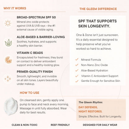 One & Done Day Moisturizer SPF 50 | Vitamin C Beads + Primer